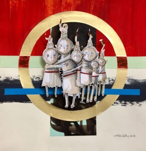 Reliefcollage aus Zeichnung