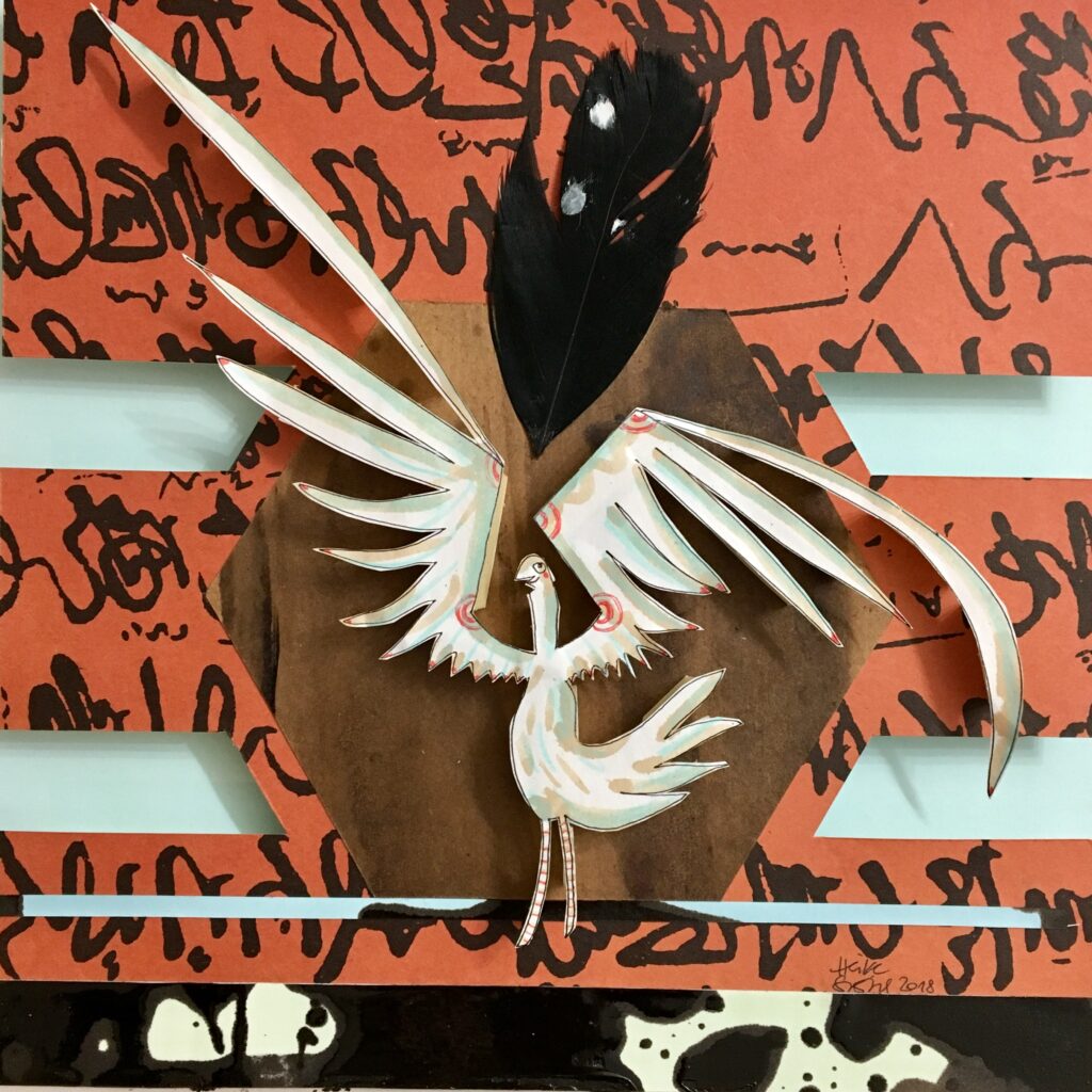 Reliefcollage aus Zeichnung