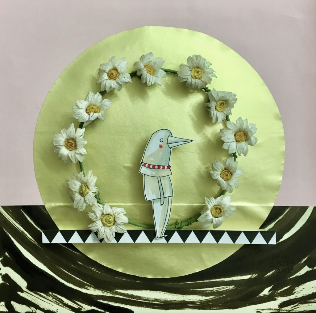 Reliefcollage aus Zeichnung