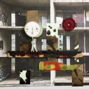 Reliefcollage aus Zeichnung
