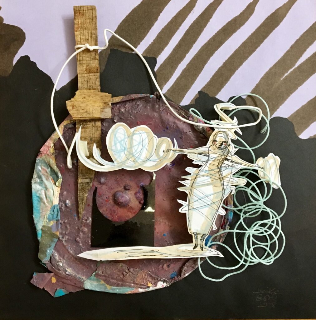 Reliefcollage aus Zeichnung